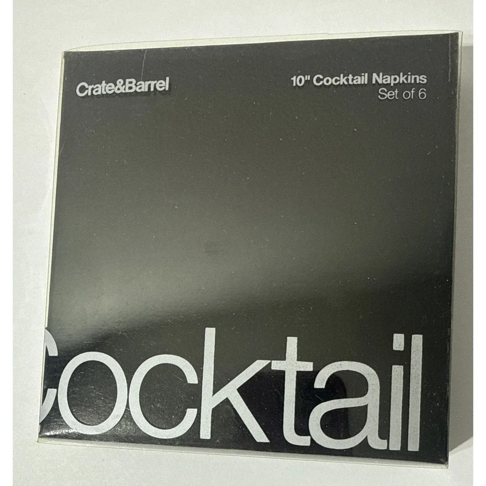 Crate&Barrel Tidbits Cocktail Napkins (6) Embroidered White Cotton 10